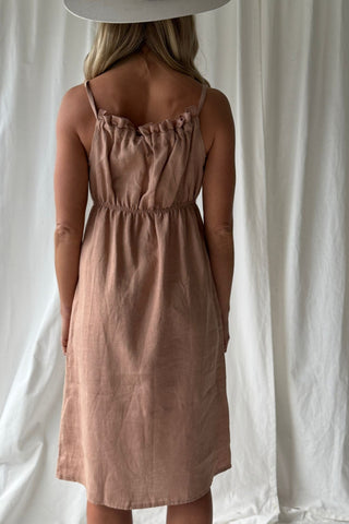 Barbados linen dress, powder