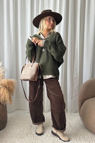 Barrel Corduroy Trousers, coffee