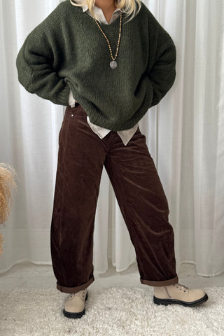 Barrel Corduroy Trousers, coffee