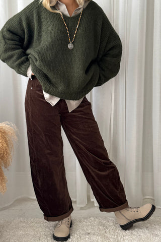 Barrel Corduroy Trousers, coffee