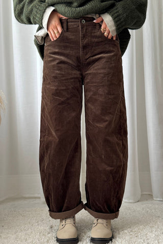 Barrel Corduroy Trousers, coffee
