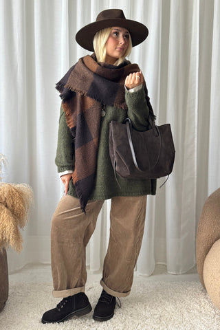 Barrel vakosamettihousut, khaki