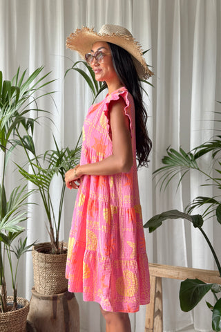 Beach seashell cotton dress, pink