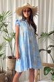 Beach seashell cotton dress, light blue