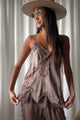 Bella Lace satin top, coffee