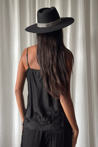 Bella Lace satin top, black
