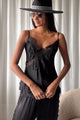 Bella Lace satin top, black