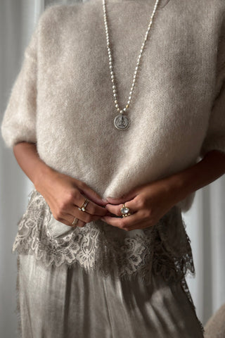 Bella Lace satin top, taupe