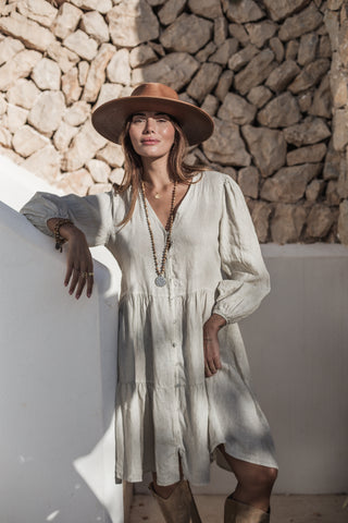 Belle linen dress, sand
