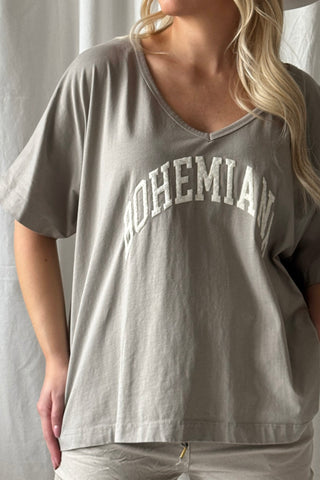 Bohemiana boucle t-paita, taupe