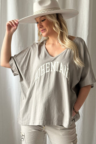 Bohemiana boucle t-paita, taupe