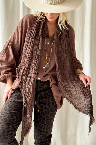 Boho mesh scarf, coffee