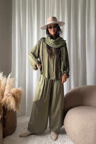 Boho mesh linen scarf, forest green