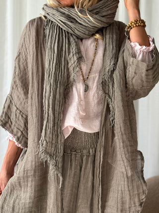 Boho mesh pellavahuivi, taupe