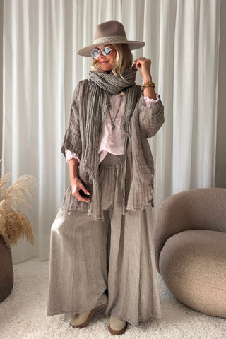 Boho mesh pellavahuivi, taupe