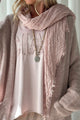 Boho mesh linen scarf, light pink