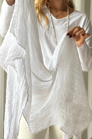 Boho mesh pellavahuivi, valkoinen