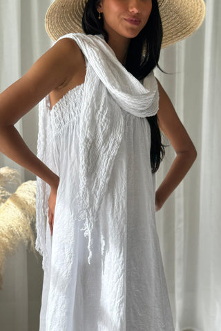 Boho mesh pellavahuivi, valkoinen