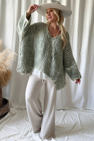 Boho Romance neule, sage