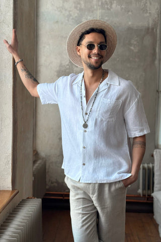 Boxy linen shirt, white