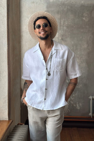 Boxy linen shirt, white