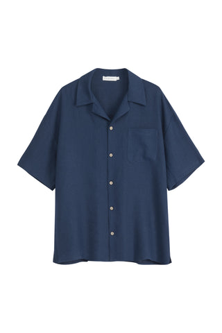 Boxy linen shirt, navy