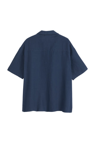 Boxy linen shirt, navy