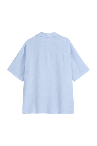 Boxy linen shirt, oxford blue