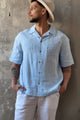 Boxy linen shirt, oxford blue