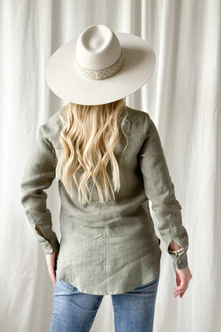 Boyfriend pellavapaitis, camo vihreä