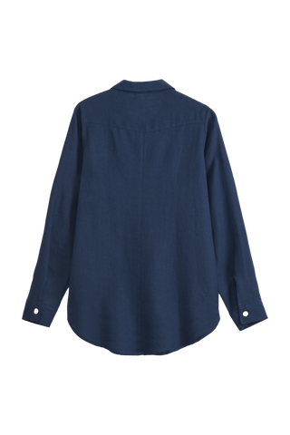 Boyfriend pellavapaitis, navy sininen