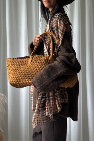 Braided suede shopper laukku, konjakki