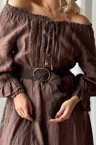 Braided suede vyö, coffee