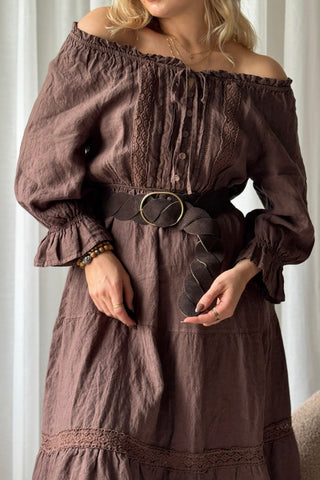 Braided suede vyö, coffee