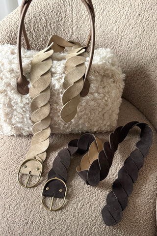 Braided suede vyö, coffee