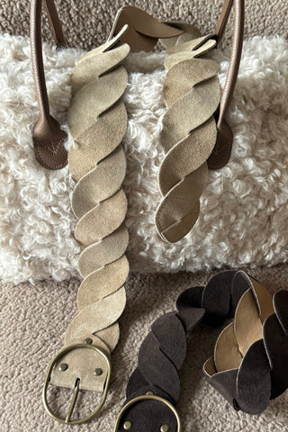 Braided suede vyö, hiekka