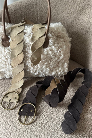 Braided suede vyö, hiekka