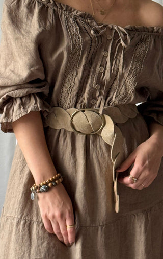 Braided suede vyö, hiekka