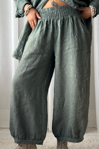 Bubble Boho linen trousers, camo