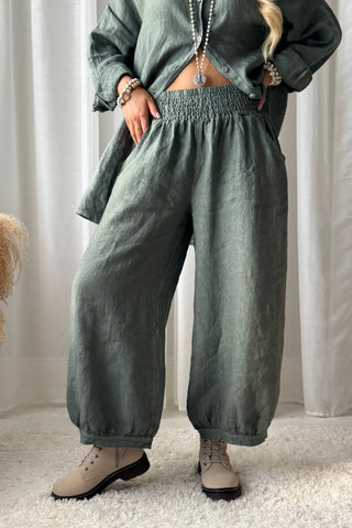 Bubble Boho linen trousers, camo