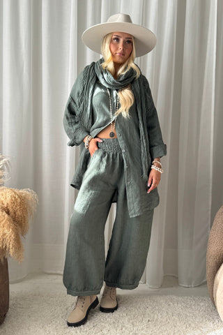 Bubble Boho linen trousers, camo