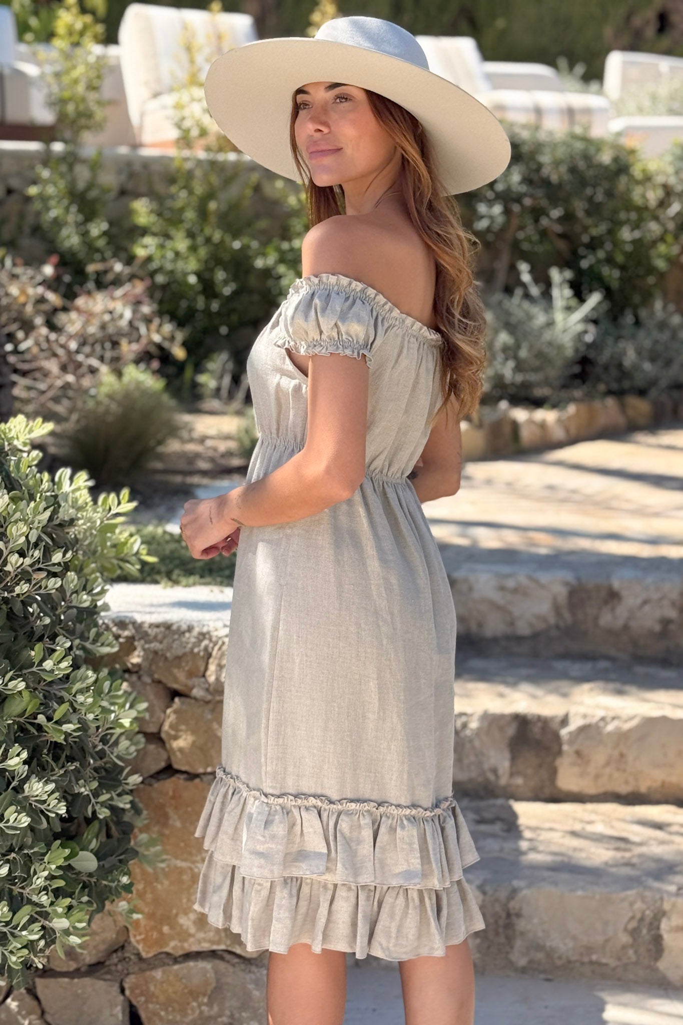 butterfly linen dress Butterfly Wrap Dress in Linen VOZ Apparel
