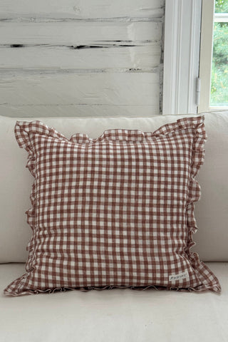 Bypias Ruffle cushion cover, pepperosa check