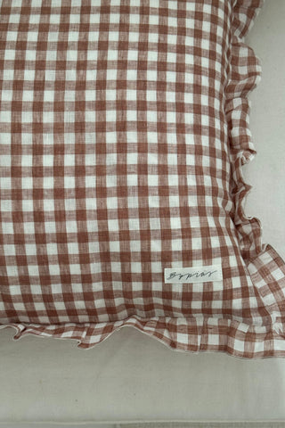 Bypias Ruffle cushion cover, pepperosa check