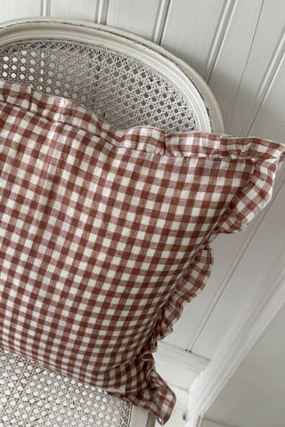 Bypias Ruffle cushion cover, pepperosa check