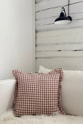 Bypias Ruffle cushion cover, pepperosa check