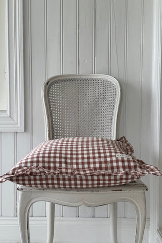 Bypias Ruffle cushion cover, pepperosa check