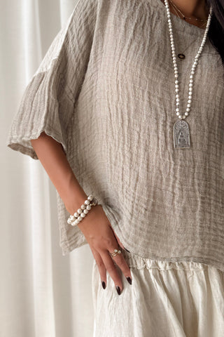 Calise linen blouse, sand