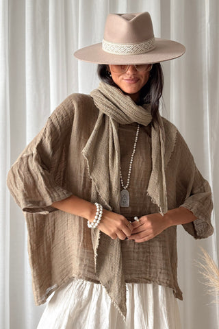Calise linen blouse, savanna