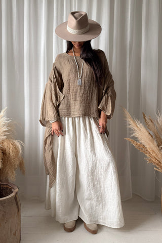 Calise linen blouse, savanna
